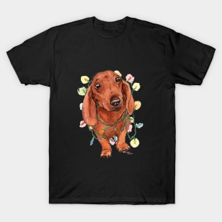 Dachshund with Christmas Lights T-Shirt